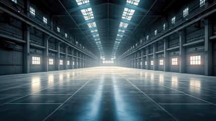 Aufkleber - Empty warehouse in the logistics center, Cargo shipment concept, Shipping delivery service.