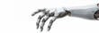 © wolfhound911 - Cyborg hand finger pointing, technology of artificial intelligence. Steel futuristic arm, type of bionic arm with similar functions to a human arm isolated on white. with copy space.