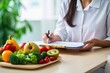 Female Nutritionist Consultation. Making Diet Plan and Giving Health Advice in Office Setting with Patient on Nourishment: Generative AI