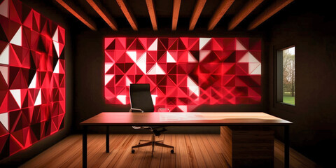 Wall Mural - Futuristic modern office. Business corporation room - Generative AI