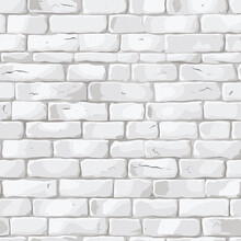 Seamless Pattern Of White Brick Wall. Vector Texture For Fabric, Textile, Wrapping Paper, Backgrounds, Wallpaper