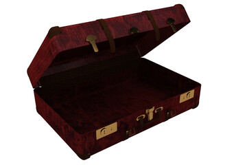 Poster - Digital png illustration of open empty suitcase on transparent background
