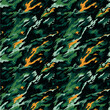 Seamless orange and green dark tiger stripe camo pattern