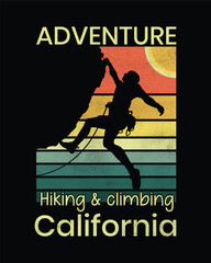 Wall Mural -  Adventure Hiking & climbing California, Hiking T-shirt Design, Hiking tee, Climbing tee