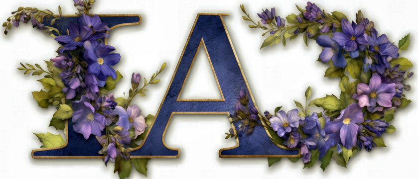 Letter A surrounded by flowers - Generative AI