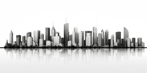 Wall Mural - A black and white city skyline