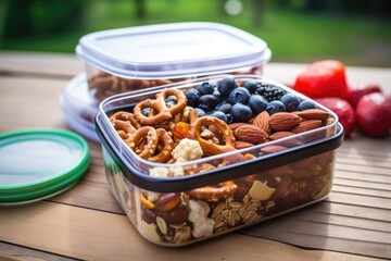 Canvas Print - healthy trail mix snack in a reusable container