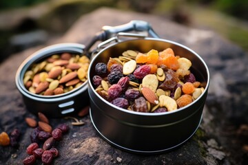 Poster - healthy trail mix snack in a reusable container