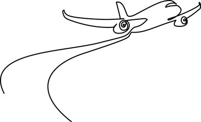 Wall Mural - Passenger airplane Travel jet. Continuous one line drawing