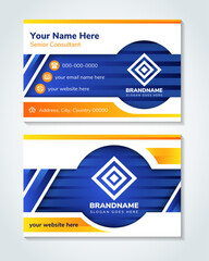 Poster - Double-sided creative business card template. Business cards for business and personal use. Vector Illustration. horizontal corporate simple creative unique design layout. yellow orange blue color