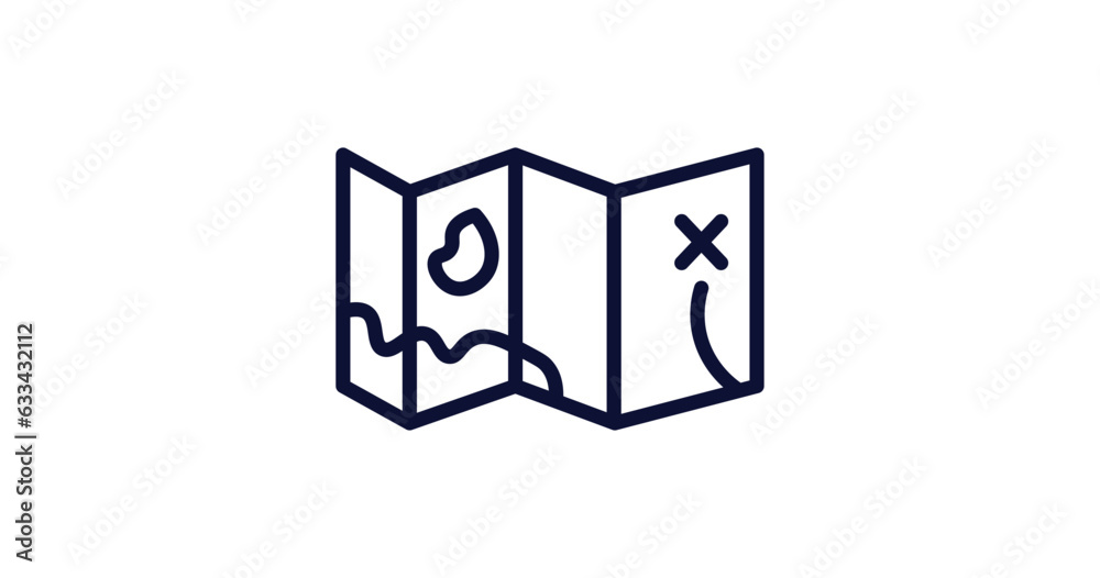 Image vectorielle Stock treasure map icon. Thin line treasure map icon ...