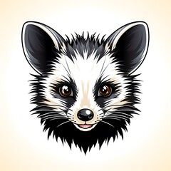 Sticker - Raccoon's head is shown in black and white.