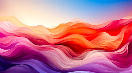 Sticker - Colorful abstract background with wavy lines and blue sky.