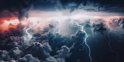 Wall Mural - a powerful thunderstorm with dramatic sky - generative ai