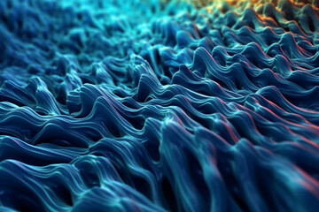 Poster - An elongated bacterial colony with a wavy pattern and a deep blue color, resembling a swirling wave. Generative AI technology.
