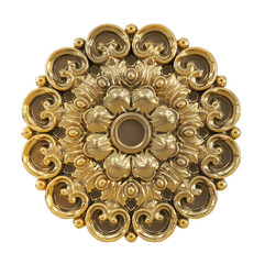 Wall Mural - 3d render of vintage gold baroque frame scroll, gold ornament on transparent background