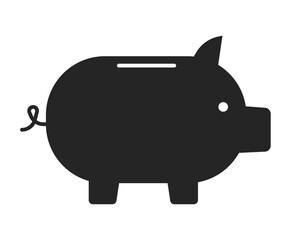 Poster - Piggy bank flat monochrome isolated vector object. Money box. Editable black and white line art drawing. Simple outline spot illustration for web graphic design