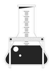 Poster - Measuring flax with liquid flat monochrome isolated vector object. Chemistry. Editable black and white line art drawing. Simple outline spot illustration for web graphic design