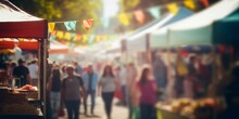 Abstract Street Fair Blurred Background, Outdoor Backdrop With Copy Space. Generative AI.
