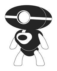 Fototapete - Artificial intelligence robot flat monochrome isolated vector object. Modern technology android. Editable black and white line art drawing. Simple outline spot illustration for web graphic design
