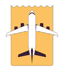 Fototapete - Plane ticket flat monochrome isolated vector object. Editable black and white line art drawing. Simple outline spot illustration for web graphic design