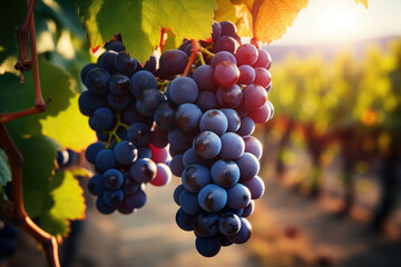 Aufkleber - Blue grapes in wine plantation