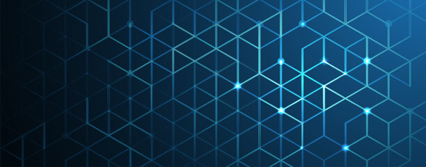 Wall Mural - Technology banner design with hexagons abstract background.