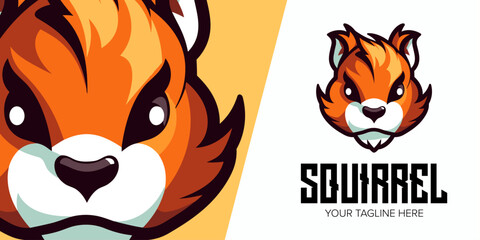 Wall Mural - Dynamic Squirrel Mascot: Unleash Team Spirit with a Modern Sport Logo, Badge, and T-shirt Design