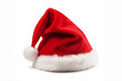 © Tony Baggett - Red and white festive Christmas hat to celebrate Christmas Day as worn by Santa Claus or Father Christmas, isolated on a white background, computer Generative AI stock illustration image