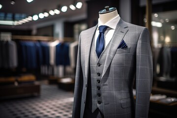 A Classic Suit in a Clothing Store. 