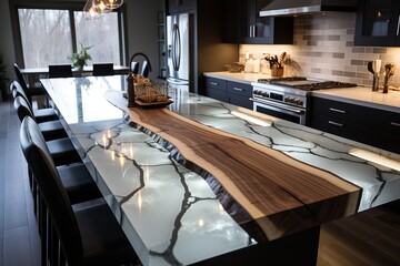 Beautiful countertop made with white epoxy resin.