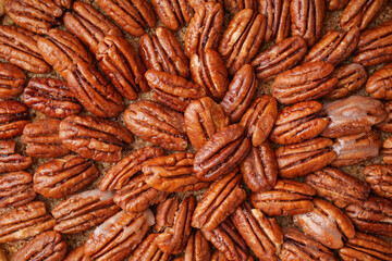 Tasty pecan pie as background