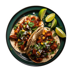 Wall Mural - Plate of Taco Al Pastor Isolated on a Transparent Background