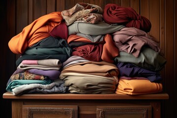 Wall Mural - stack of folded clothing on a dresser