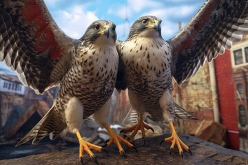 Poster - close-up of falcons talons ready to prey mid-flight