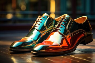 Canvas Print - polished dress shoes reflecting light beautifully