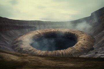 close-up of thick smoke rings emerging from volcanic crater