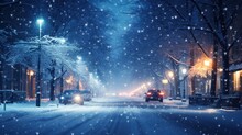 Winter Snowy City Background