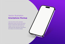 Smarthone Mockup In The Circle Purple Background For App Preview
