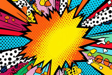 A Vibrant And Dynamic Pop Art Poster Featuring A Comic Explosion - Colorful 2D Comic Art