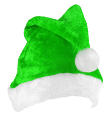 Wall Mural - Santa Claus hat or Christmas elf green cap isolated on transparent background