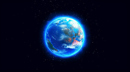 Wall Mural - glowing blue sphere orbits earth illuminating nature background
