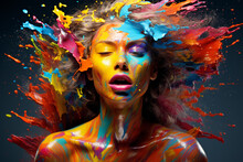 Vibrant Advertising Portrait Paint Splash: HD Wallpaper for Desktop & Smartphone
