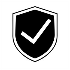 Poster - Shield Check Mark Icon Vector flat illustration on white background..eps