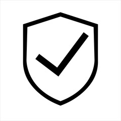 Poster - Shield Check Mark Icon Vector flat illustration on white background