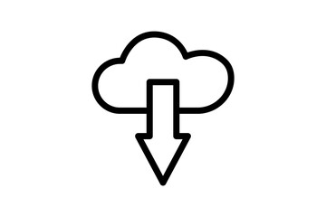 Wall Mural - Cloud download Icon. suitable for web site design, app,user interfaces. line icon style. Simple vector design editable