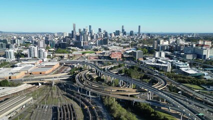 Canvas Print - Brisbane Skyline and Freeway View