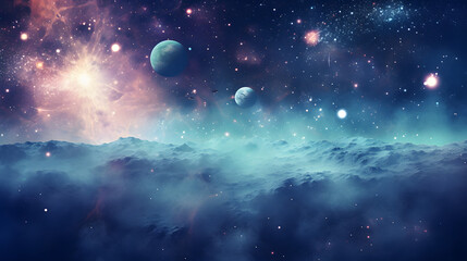 Wall Mural - 360 degree projection space background with nebula and stars