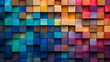 Colorful background of wooden blocks. A Spectrum of multi colored wooden blocks aligned. 
