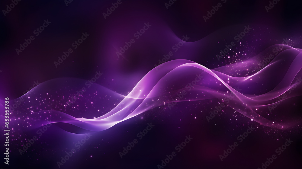Digital purple particles wave and light abstract background with ...